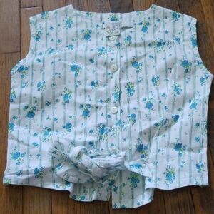 Vintage Petals Green Blue Floral Crop Top